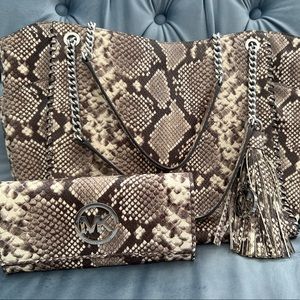 Michael Kors Snakeskin Purse with matching Wallet